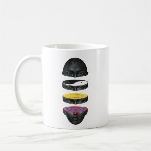 Taza De Café arte colorido de caras grises separadas