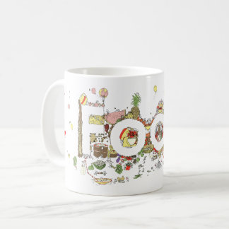 Taza De Café Arte con Palabras de Comida Tipografía Divertida C