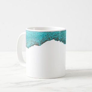 Taza De Café Arte contemporáneo abstracto de tinta turquesa de 