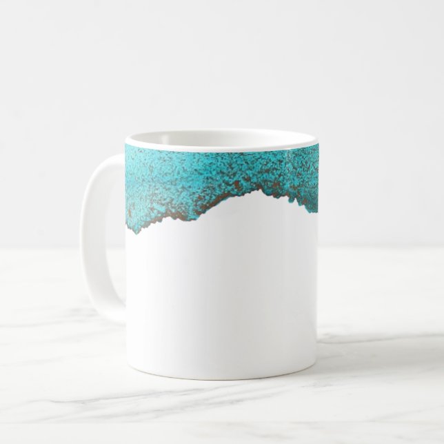 Taza De Café Arte contemporáneo abstracto de tinta turquesa de  (Anverso izquierdo)
