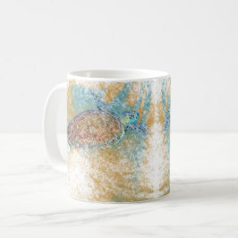 Taza De Café Arte costero de la tortuga marina