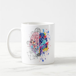 Taza De Café Arte creativo de cerebro izquierdo vs derecho