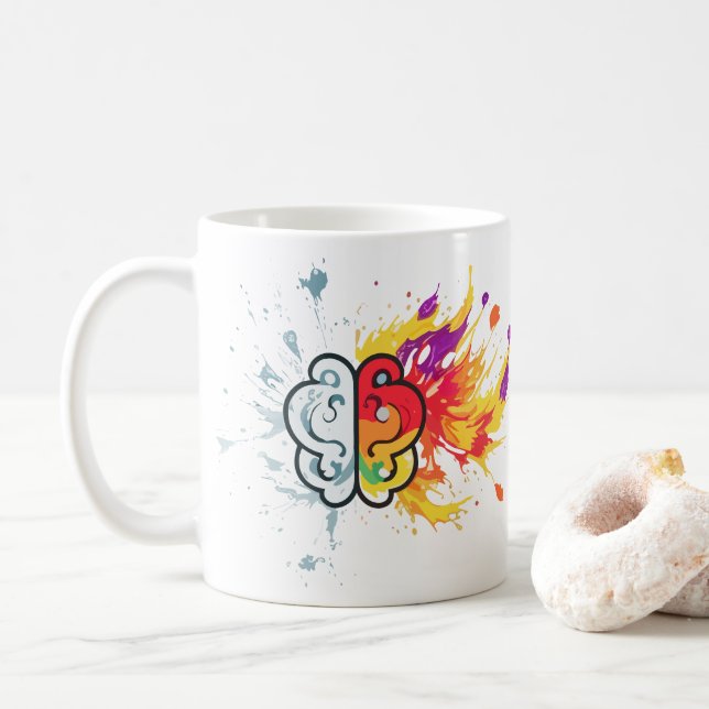 Taza De Café Arte creativo de cerebro izquierdo vs derecho (Con donut)