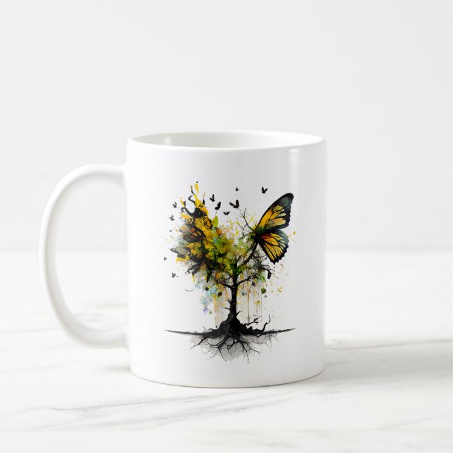 Taza De Café Arte creativo para animales de mariposa (Izquierda)