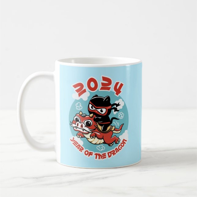 Taza De Café Arte Cute Kawaii | 2024 Año Del Dragón (Izquierda)