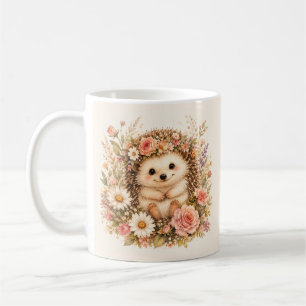 Taza De Café Arte de Acuarela de Erizo Floral