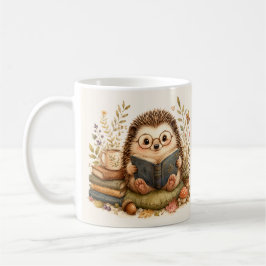 Taza De Café Arte de Acuarela de Erizo Leyendo