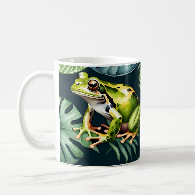 Taza De Café Arte de acuarela de ranas (Izquierda)
