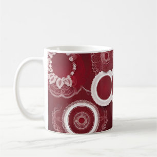 Taza De Café Arte de Ai Floral Roja Oscura
