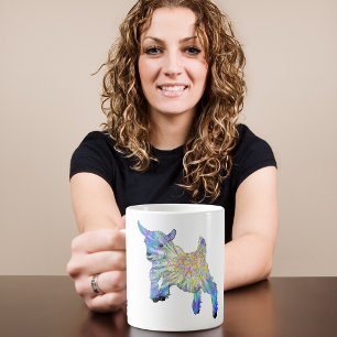 Taza De Café Arte de animal de granja colorido cabrito bebé lin