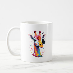 Taza De Café Arte de animales africanos La jirafa colorida para