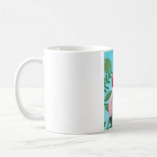 Taza De Café arte de ave acuarela flamenco tropical floral