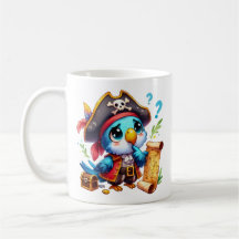 Arte de aventura de loro pirata lindo