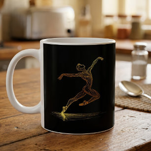 Taza De Café Arte de ballet de línea dorada Bailarina Ilustraci