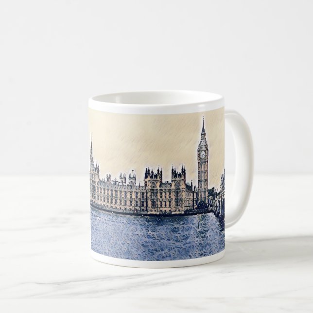 Taza De Café Arte de Big Ben London Watercolor  (Anverso derecho)