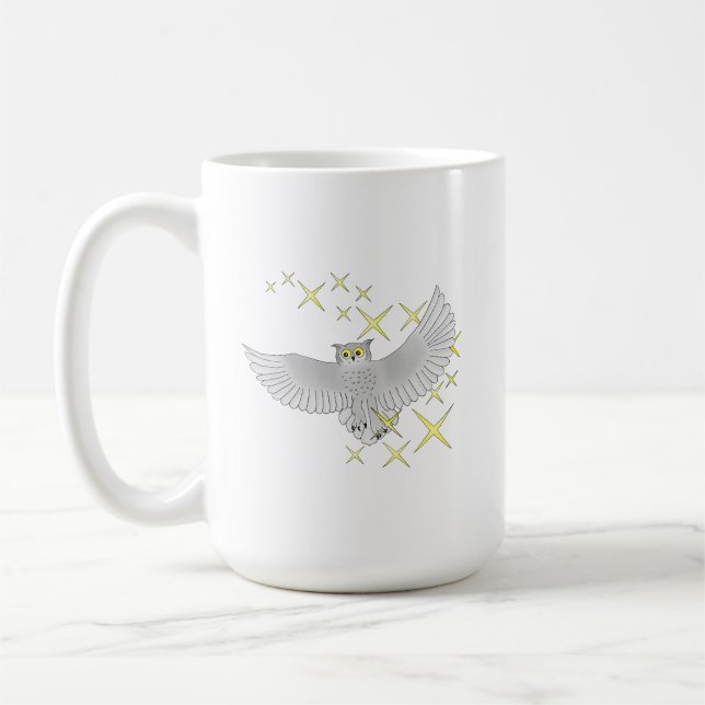 Taza De Café Arte de búho estrella lindo (Izquierda)
