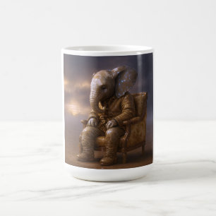 Taza De Café Arte de caballero elefante pensativo