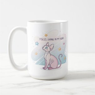 Taza De Café Arte de cabeza viva de gato Sphynx del zodiaco de