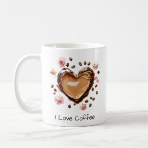 Taza De Café Arte de café con forma de corazón, me encanta el c