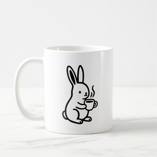 Taza De Café Arte de café de conejo sentado simple (Izquierda)