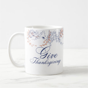 Taza De Café Arte de Caligrafía Floral de Acción de Gracias