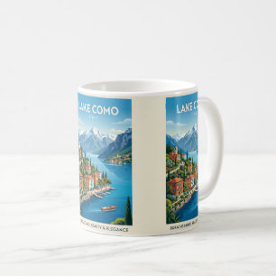 Taza De Café Arte de cartel de viaje vintage del lago de Como I