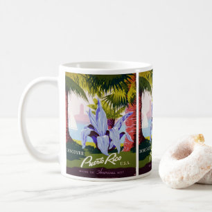 Taza De Café Arte de cartel de viaje vintage, ¡Descubre Puerto