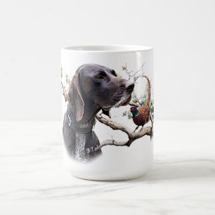 Taza De Café Arte de caza con GSP: precisión, pasión y faisán