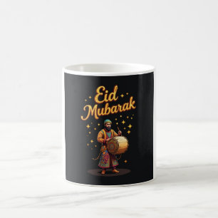 Taza De Café Arte de celebración de Eid Mubarak Drummer