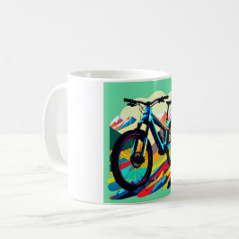 Taza De Café Arte de ciclismo de montaña cuesta abajo