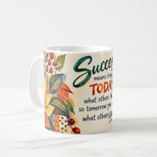 Taza De Café Arte de cita de éxito pintura floral artística