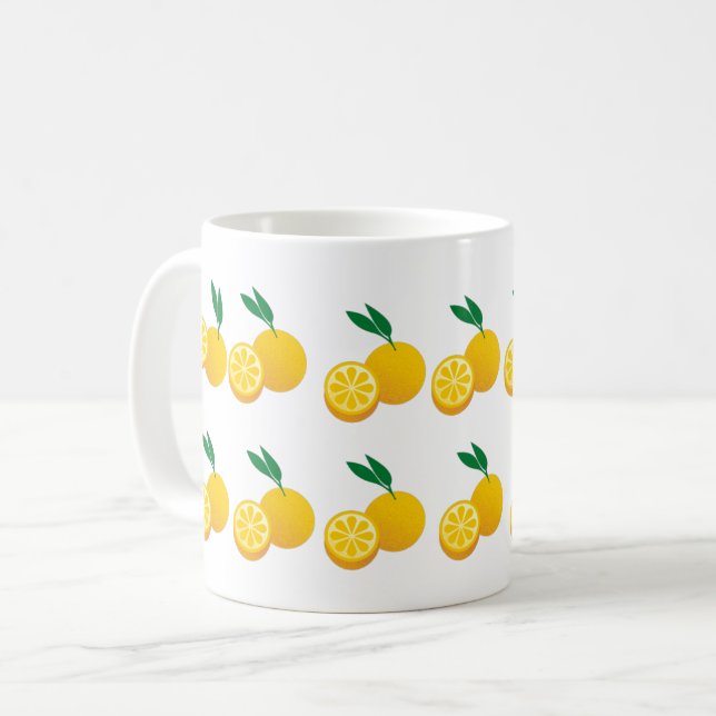 Taza De Café Arte de cítricos de limón amarillo brillante (Anverso izquierdo)