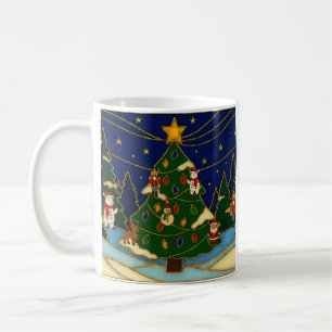 Taza De Café Arte de cloisonné Bosque Caprichoso Navidad Clásic
