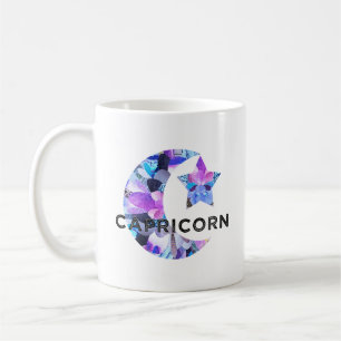 Taza De Café Arte de Colage de Luna Creciente y Estrella del Zo
