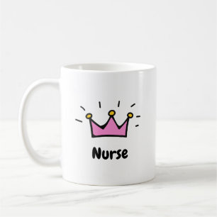 Taza De Café Arte de Corona de Princesa Rosa Enfermera