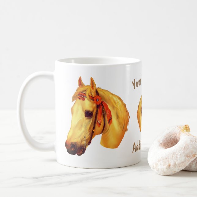 Taza De Café Arte de cosecha de caballos personalizado (Con donut)