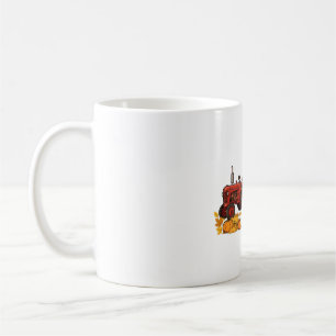 Taza De Café Arte de cosecha de calabazas con tractor