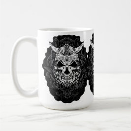 Taza De Café Arte de cráneo grabado en viking