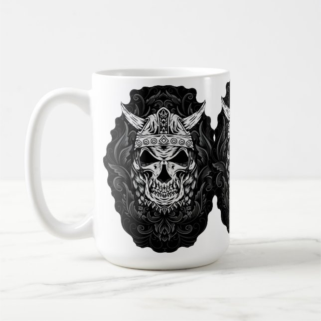 Taza De Café Arte de cráneo grabado en viking (Izquierda)