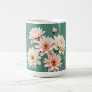 Taza De Café Arte de Crisantemo Elegante con Toque Rosado