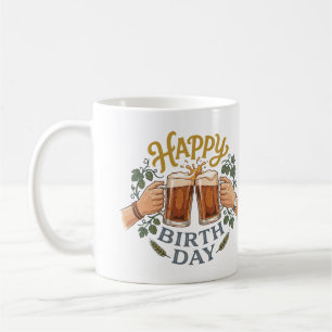 Taza De Café Arte de cumpleaños con cerveza vintage