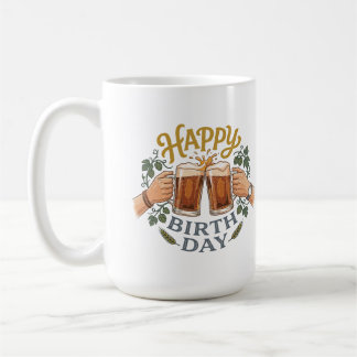 Taza De Café Arte de cumpleaños con Cheers de cerveza vintage