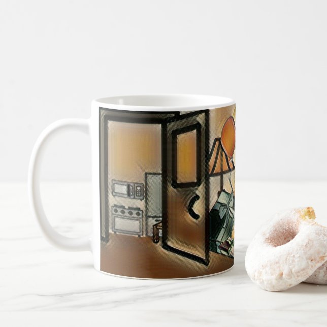 Taza De Café Arte de cumpleaños feliz (Con donut)