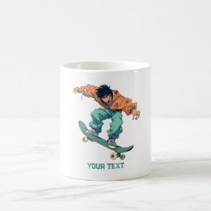 Taza De Café arte de dibujos animados de estilo anime de niño p