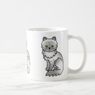 Taza De Café Arte de dibujos animados de gato persa chinchilla 