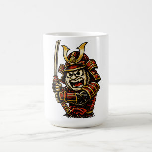 Taza De Café Arte de dibujos animados de guerrero samurái japon