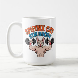 Taza De Café Arte de dibujos animados musculoso del gato Sphynx