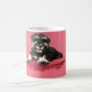 Taza De Café Arte de Digitaces de la acuarela del perrito del