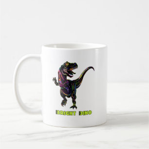 Taza De Café Arte de Dinosaurio Velociraptor Arcoíris Colorido