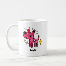 Taza De Café Arte de Doodle de Perro Personalizado